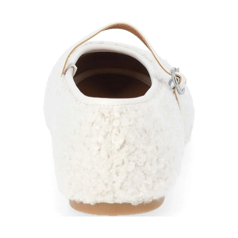 No Boundaries Mary Jane Flats Womens Faux Shearling White Size‎ 11